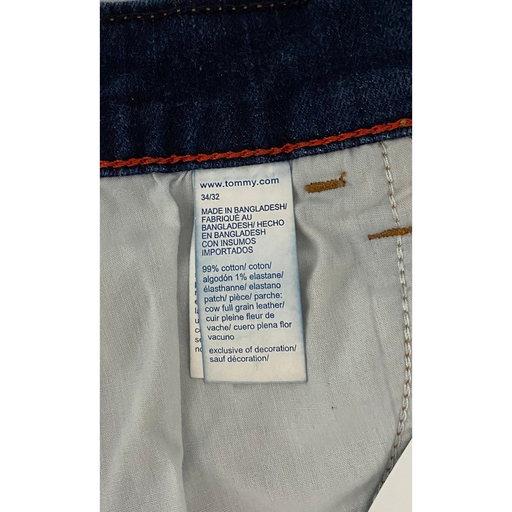 Tommy Jeans Mens‎ Straight Fit Dark Wash Denim Jeans 34x32 Distressed Stretch - Picture 7 of 12